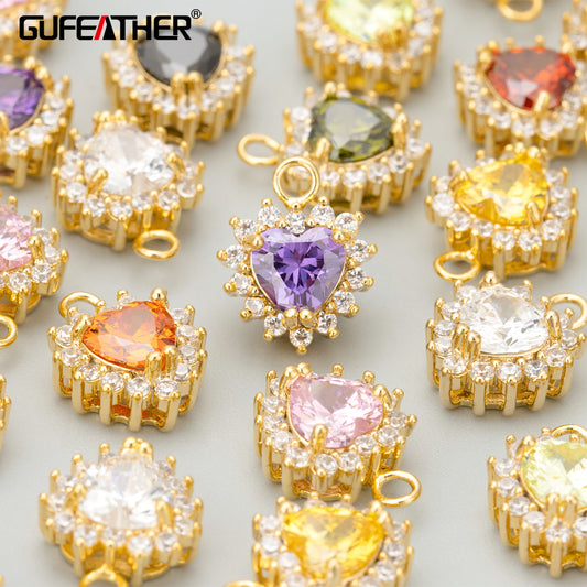 GUFEATHER ME42,jewelry accessories,18k gold plated,copper,zircons,hand made,charms,jewelry making,diy pendants,6pcs/lot