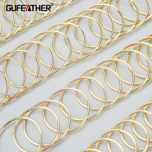 GUFEATHER MD35,jewelry accessories,oversize circle,18k gold rhodium plated,copper,jewelry making,diy hoop earrings,10pcs/lot