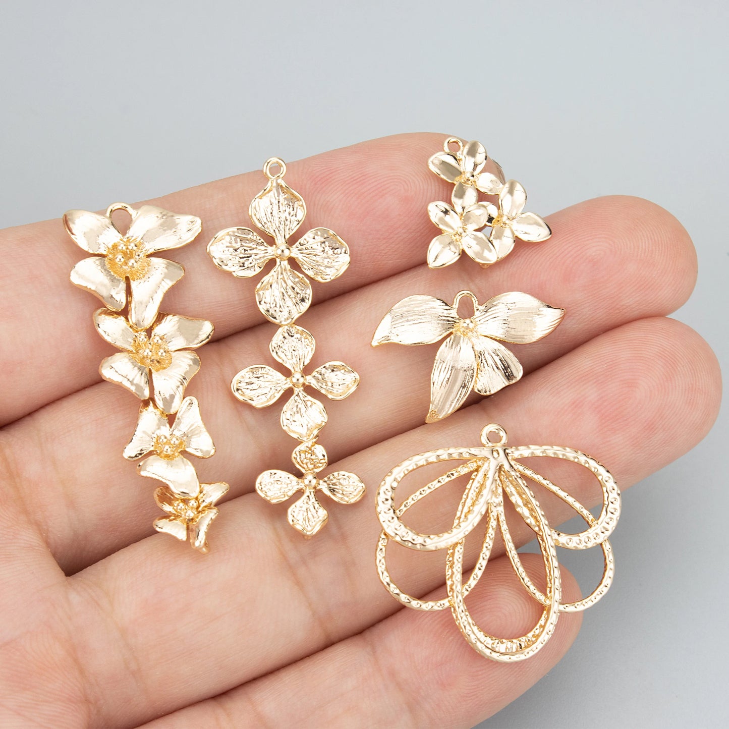 GUFEATHER MD67,jewelry accessories,18k gold rhodium plated,copper,flower shape,charms,jewelry making,diy pendants,6pcs/lot