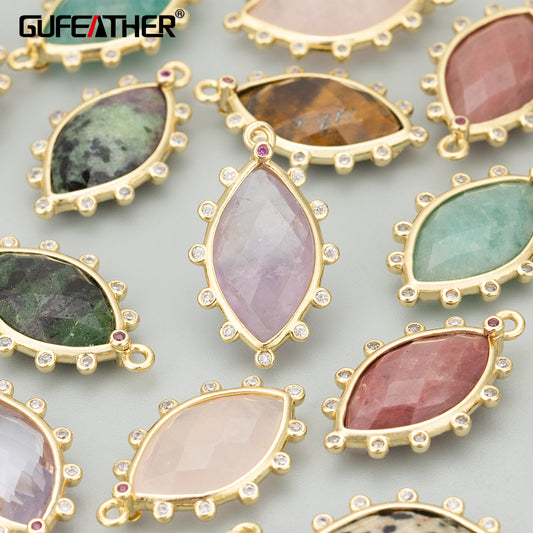 GUFEATHER ME54,jewelry accessories,18k gold plated,copper,natural stone,hand made,charms,jewelry making,diy pendants,4pcs/lot
