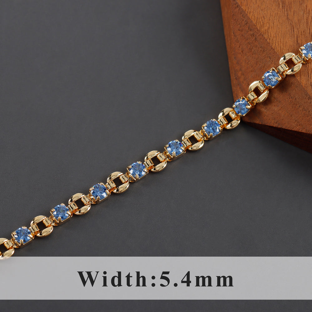 GUFEATHER C226, chaîne de bricolage, plaqué or 18 carats, cuivre, zircons, pass REACH, sans nickel, collier de bracelet à bricoler soi-même, fabrication de bijoux, 50 cm/lot 