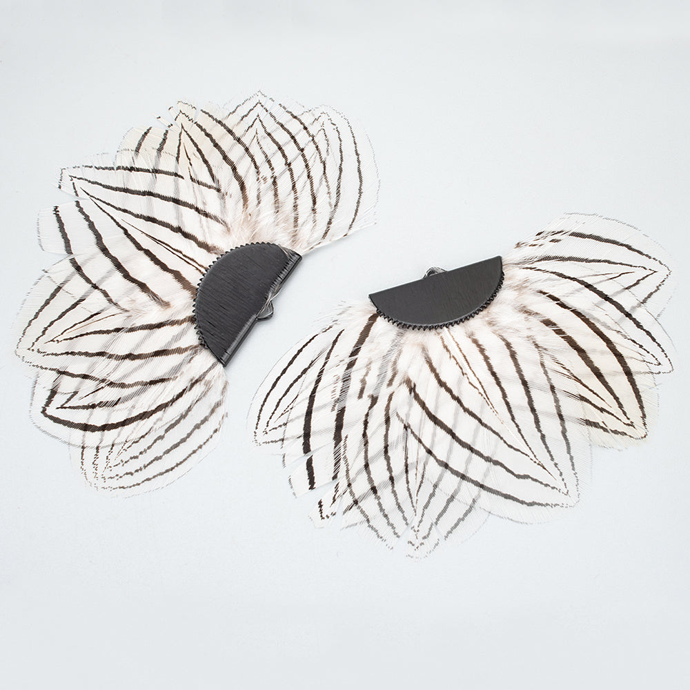 GUFEATHER L249,jewelry accessories,natural feather,white black plated,hand made,jewelry making,charms,diy pendants,2pcs/lot