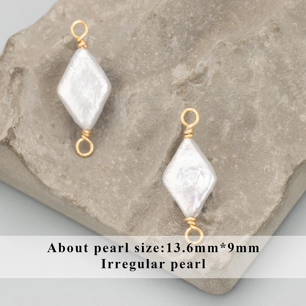 GUFEATHER MD23, ​​accesorios de joyería, hechos a mano, perlas naturales de alta calidad, fabricación de joyas, conector de perlas, colgantes diy, 4 unids/lote 