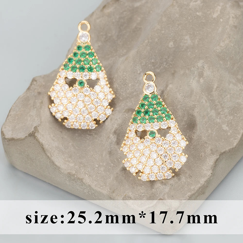 GUFEATHER MB95,jewelry accessories,christmas tree bell,18k gold plated,copper,zircons,jewelry making,christmas pendants,4pcs/lot
