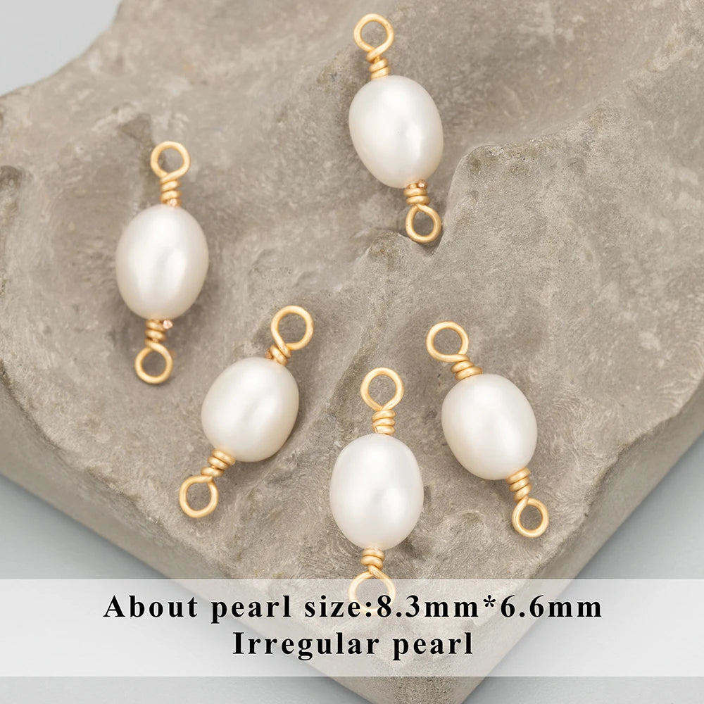 GUFEATHER MD29, accesorios de joyería, hechos a mano, perlas naturales de alta calidad, fabricación de joyas, colgantes diy, conector de perlas, 6 unids/lote 