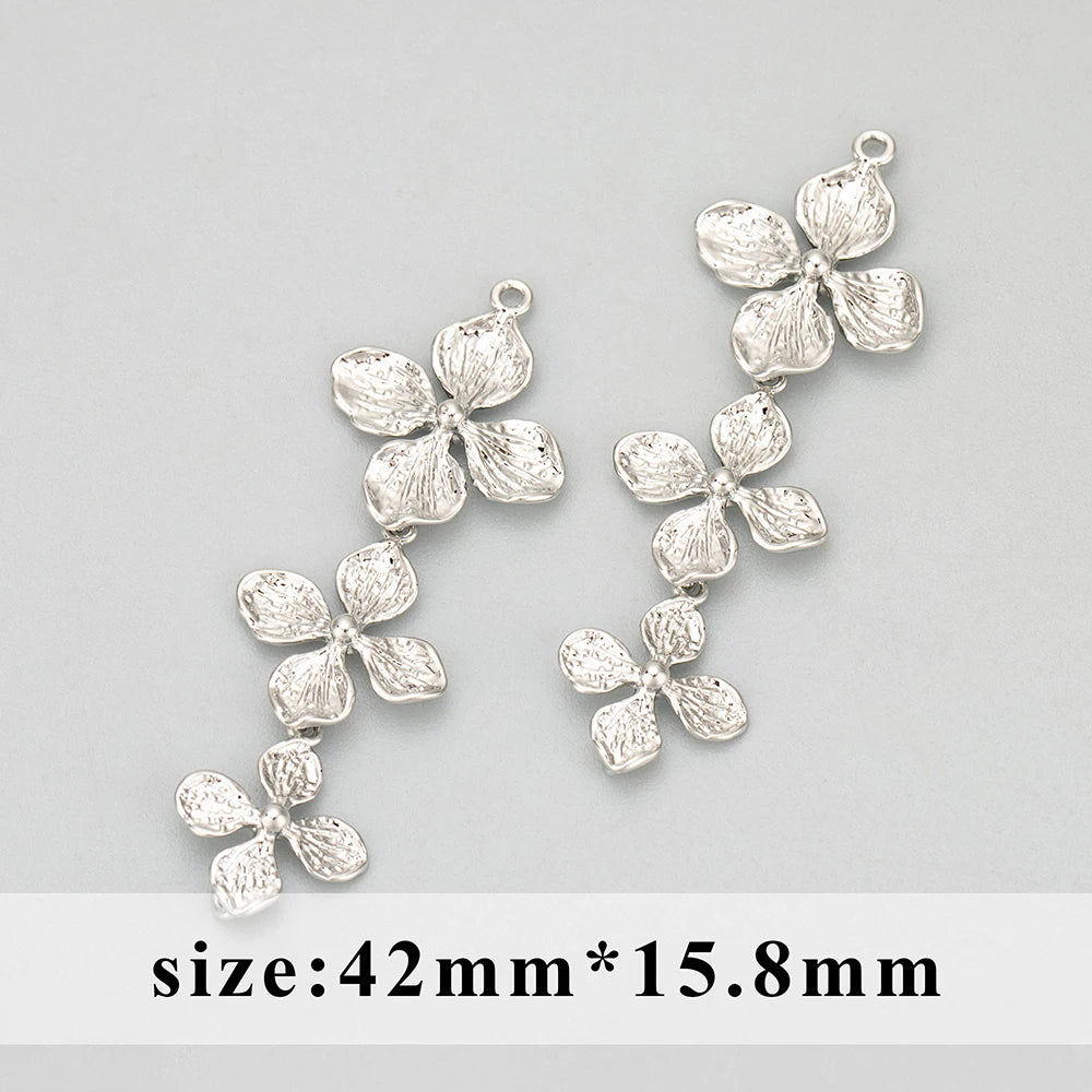 GUFEATHER MD67, accessoires de bijoux, plaqué rhodium or 18k, cuivre, forme de fleur, breloques, fabrication de bijoux, pendentifs diy, 6 pièces/lot 