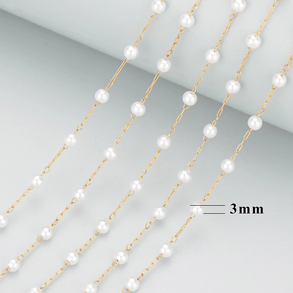 GUFEATHER C137,jewelry accessories,diy chain,plastic pearl,stainless steel,hand made,jewelry making,diy bracelet necklace,3m/lot