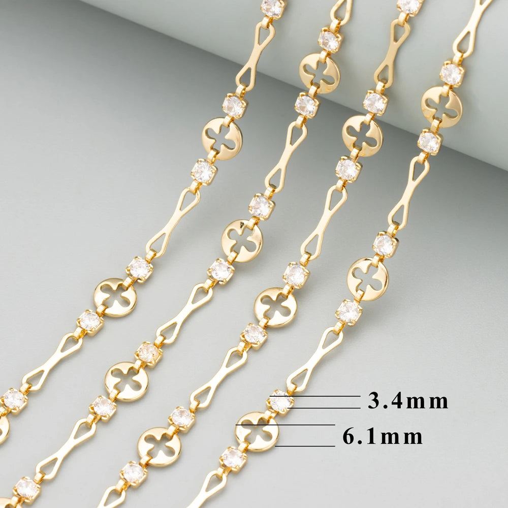 GUFEATHER C349,chain,18k gold rhodium plated,copper,nickel free,zircons,charms,diy bracelet necklace,jewelry making,1m/lot