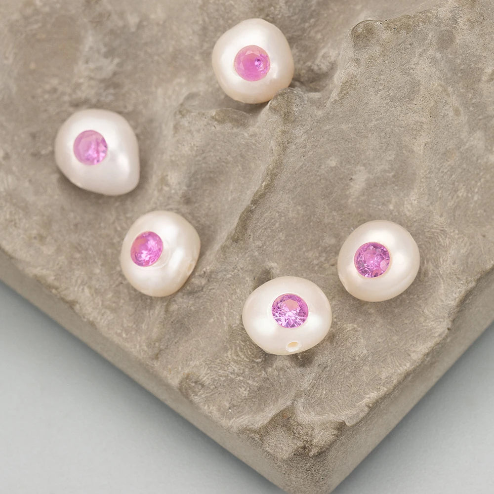 GUFEATHER MD98, perla natural, accesorios de joyería, perla con circonitas, hecha a mano, dijes, fabricación de joyas, colgantes diy, 6 unids/lote 
