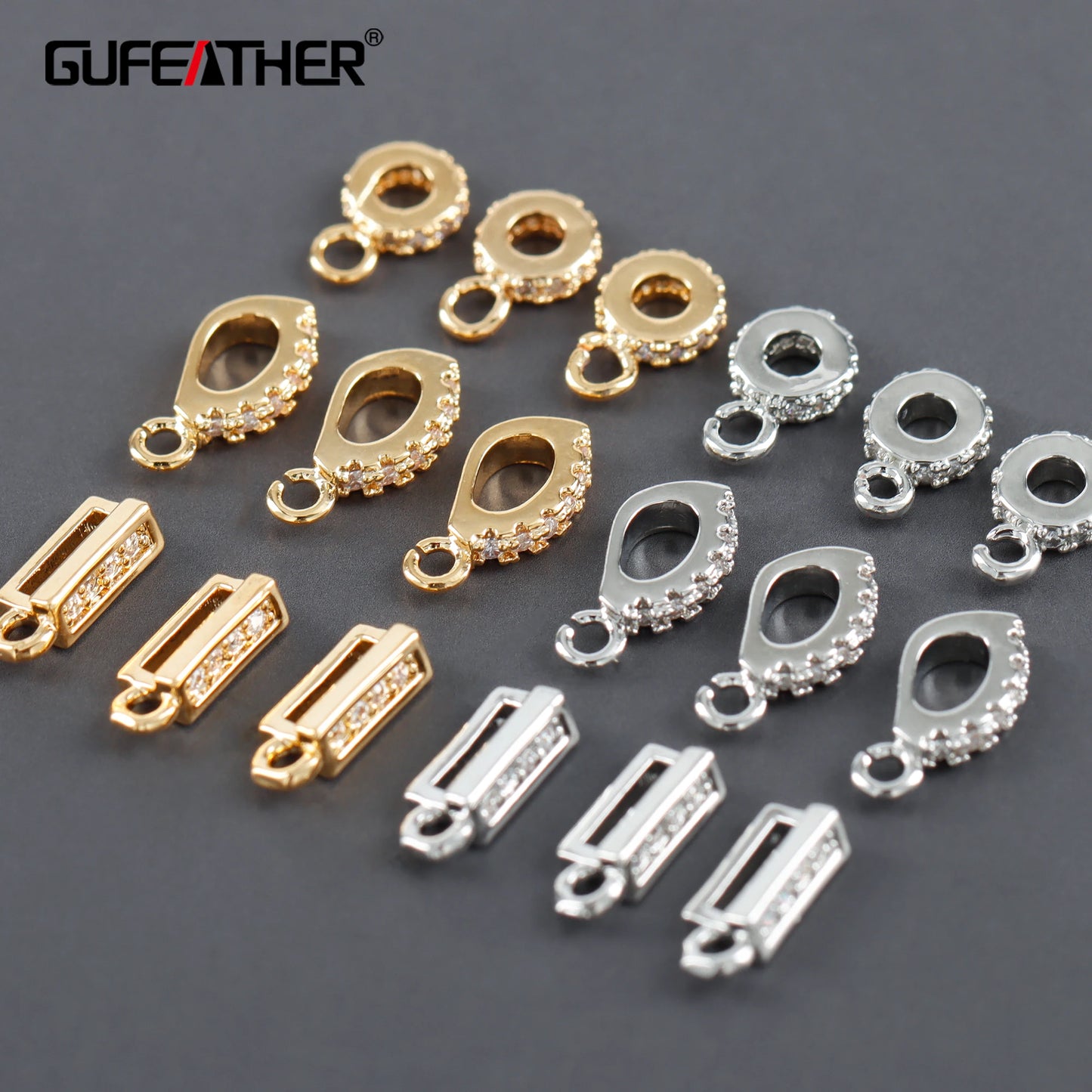 GUFEATHER M1131,jewelry accessories,connector hooks,18k gold rhodium plated,copper,pass REACH,nickel free,diy jewelry,10pcs/lot