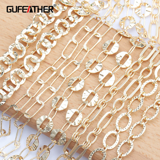 GUFEATHER C93, accesorios de joyería, pass REACH, sin níquel, chapado en oro de 18 k, cadena diy, fabricación de joyas, collar de pulsera diy, 1 m/lote 