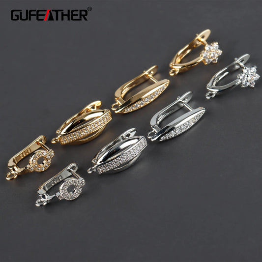 GUFEATHER M858,jewelry accessories,pass REACH,nickel free,18k gold rhodium plated,copper,hooks clasp,jewelry making,10pcs/lot