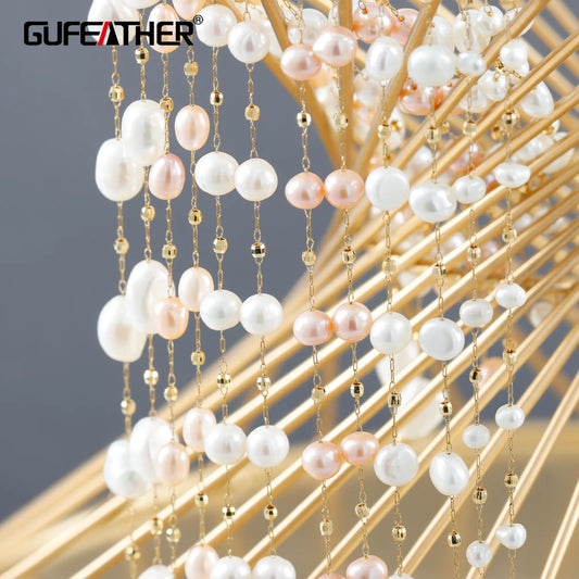 GUFEATHER C270, chaîne de bricolage, acier inoxydable, perle naturelle, fait à la main, résultats de bijoux, collier de bracelet à bricoler soi-même, fabrication de bijoux, 1 m/lot 