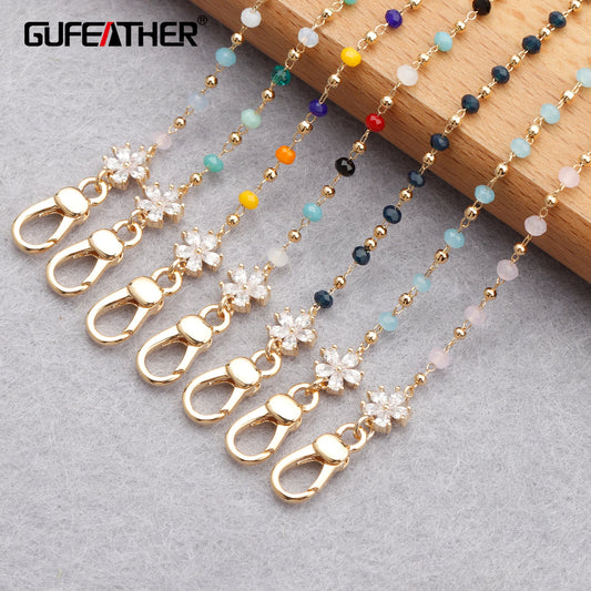 GUFEATHER M837,eyeglass strap chain,jewelry accessories,pass REACH,nickel free,18k gold plated,beads chain,mask chain,74.5cm/pcs