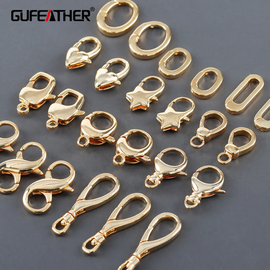 GUFEATHER M824,jewelry accessories,pass REACH,nickel free,lobster clasp hooks,18k gold plated,charms,necklace bracelet,10pcs/lot