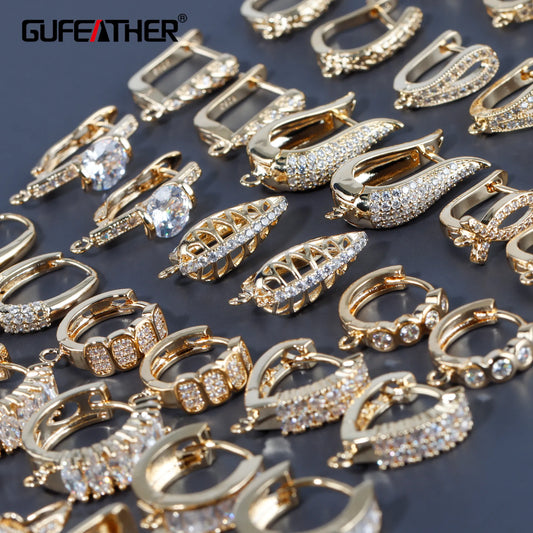 GUFEATHER M938, accessoires de bijoux, crochets de fermoir, plaqué or 18 carats, cuivre, pass REACH, sans nickel, résultats de fabrication de bijoux, 10 pièces/lot 