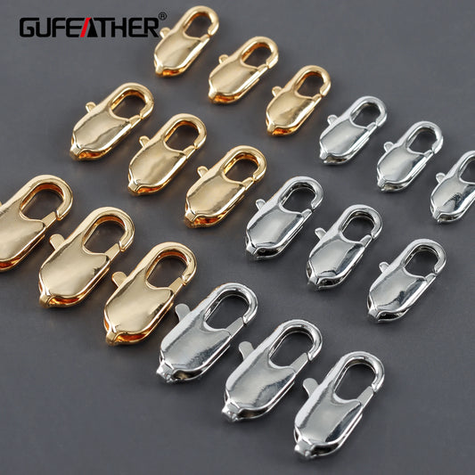 GUFEATHER M928,diy accessories,pass REACH,nickel free,lobster clasp hook,18k gold rhodium plated,copper,jewelry making,10pcs/lot