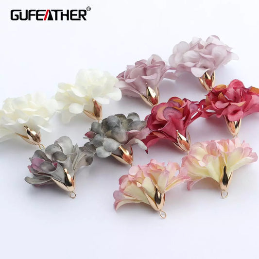 GUFEATHER F145, accesorios de joyería, colgantes de flores diy, forma de flor, dijes, hechos a mano, pendientes diy, fabricación de joyas, 10 unids/lote 