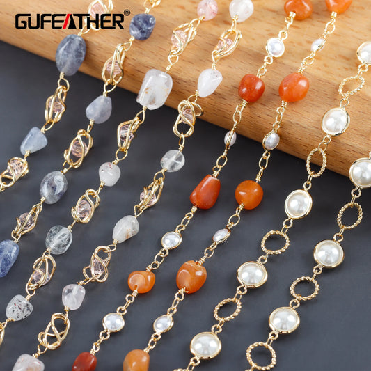 GUFEATHER C217,diy chain,pass REACH,nickel free,18k gold plated,copper,zircons,natural stone,diy necklace,jewelry making,1m/lot