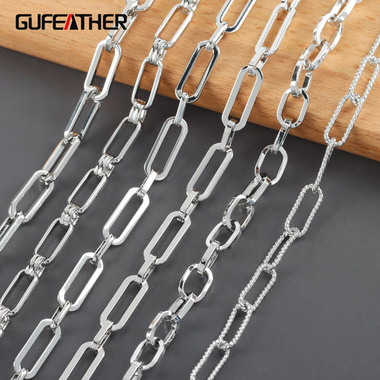 GUFEATHER C225,diy chain,rhodium plated,copper metal,pass REACH,nickel free,diy bracelet necklace,jewelry making findings,1m/lot