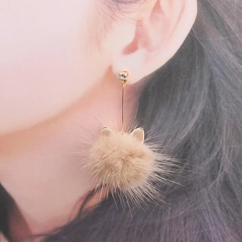GUFEATHER M567,Cat pendant,jewelry accessories,real fur mink,fluffy ball,hand made,diy earrings pendant,jewelry making,10pcs/lot