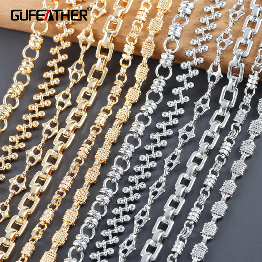 GUFEATHER C253,diy chain,18k gold rhodium plated,copper,pass REACH,nickel free,diy bracelet necklace,jewelry making,50cm/lot