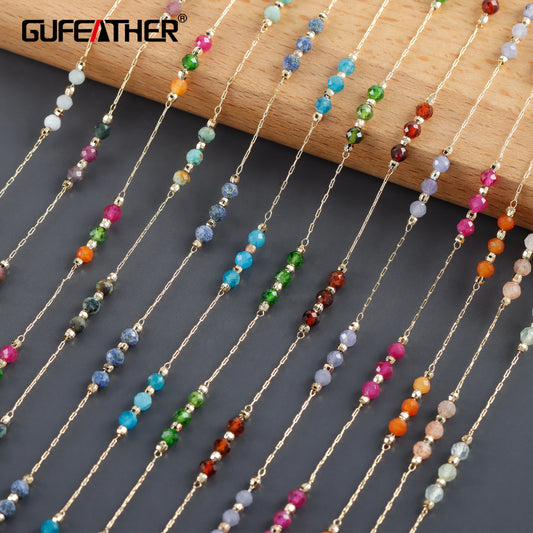 GUFEATHER C218,diy chain,pass REACH,nickel free,18k gold plated,copper,natural gemstone,charm,diy necklace,jewelry making,1m/lot