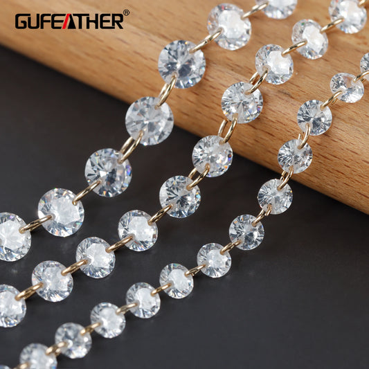 GUFEATHER C204,chain,pass REACH,nickel free,18k gold plated,copper,zircons,charms,diy bracelet necklace,jewelry making,20cm/lot
