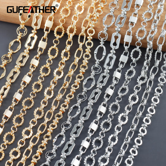 GUFEATHER C257,diy chain,18k gold rhodium plated,copper metal,pass REACH,nickel free,diy bracelet necklace,jewelry making,1m/lot
