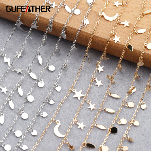 GUFEATHER C181,diy chain,pass REACH,nickel free,18k gold rhodium plated,copper,charm,jewelry making,diy bracelet necklace,1m/lot