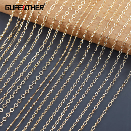 GUFEATHER C227,diy chain,18k gold plated,copper,pass REACH,nickel free,diy bracelet necklace,jewelry making finding,3m/lot