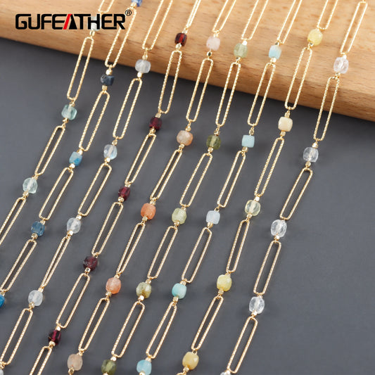 GUFEATHER C258,diy chain,pass REACH,nickel free,18k gold plated,copper,natural stone,diy bracelet necklace,jewelry making,1m/lot
