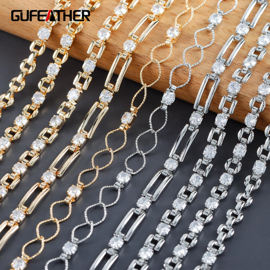GUFEATHER C216,chain,pass REACH,nickel free,18k gold rhodium plated,copper,zircons,jewelry making,diy bracelet necklace,1m/lot