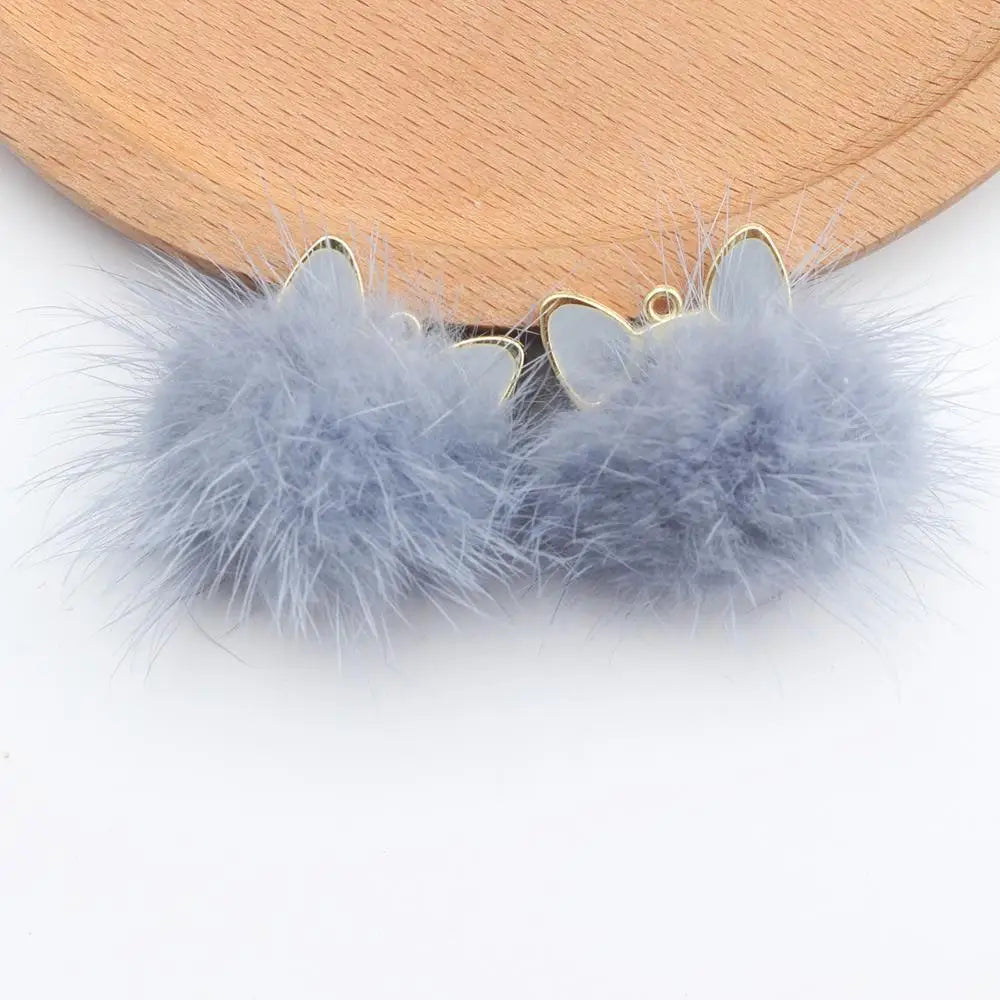 GUFEATHER M567,Cat pendant,jewelry accessories,real fur mink,fluffy ball,hand made,diy earrings pendant,jewelry making,10pcs/lot