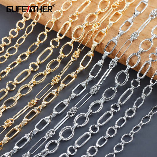 GUFEATHER C214,diy chain,pass REACH,nickel free,18k gold rhodium plated,copper,charm,diy bracelet necklace,jewelry making,1m/lot