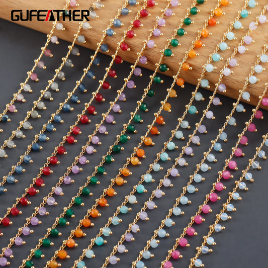 GUFEATHER C233,diy chain,pass REACH,nickel free,18k gold plated,copper,natural stone,diy bracelet necklace,jewelry making,1m/lot