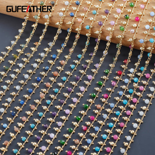GUFEATHER C228,diy chain,18k gold plated,copper,natural stone,pass REACH,nickel free,jewelry making,diy bracelet necklace,1m/lot