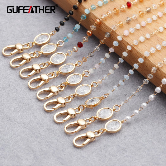 GUFEATHER M832, accesorios de joyería, cadena para correa de gafas, pass REACH, sin níquel, chapado en oro de 18 k, cadena de moda, cadena para máscara, 75 cm/unidad 