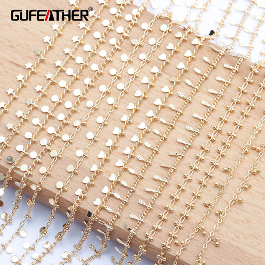 GUFEATHER C114,jewelry accessories,diy chain,pass REACH,nickel free,18k gold plated,jewelry making,diy bracelet necklace,1m/lot