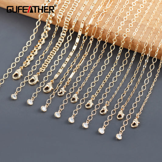 GUFEATHER M1053, collar para mujer, fabricación de joyas, chapado en oro de 18 k, cobre, pass REACH, sin níquel, cadena, joyería de collar, 1 unids/lote 