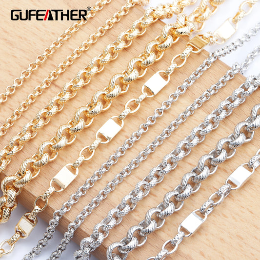 GUFEATHER C118,jewelry accessories,pass REACH,nickel free,diy chain,18k gold rhodium plated,copper,diy bracelet necklace,1m/lot