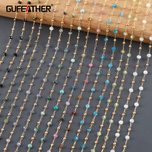 GUFEATHER C256,diy chain,stainless steel,natural gemstone,pass REACH,nickel free,jewelry making,diy bracelet necklace,1m/lot
