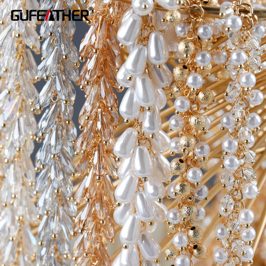 GUFEATHER C212, chaîne, pass REACH, sans nickel, plaqué or 18 carats, cuivre, perle en plastique, cristal, collier à faire soi-même, fabrication de bijoux, 50 cm/lot 