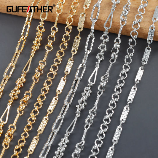 GUFEATHER C251,diy chain,18k gold rhodium plated,copper metal,pass REACH,nickel free,diy bracelet necklace,jewelry making,1m/lot