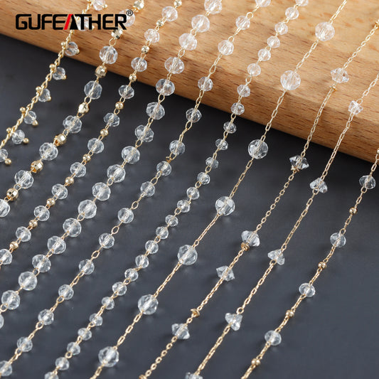 GUFEATHER C221,diy chain,pass REACH,nickel free,18k gold plated,copper,crystal,charm,diy bracelet necklace,jewelry making,1m/lot