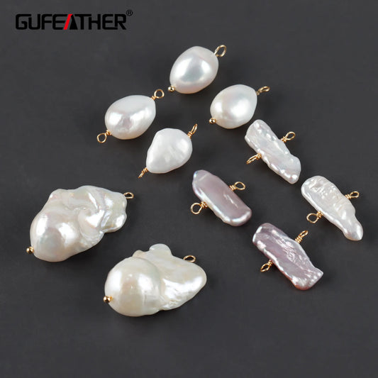 GUFEATHER M965,jewelry accessories,pass REACH,nickel free,natural pearl,18k gold plated,copper,earrings,jewelry making,6pcs/lot