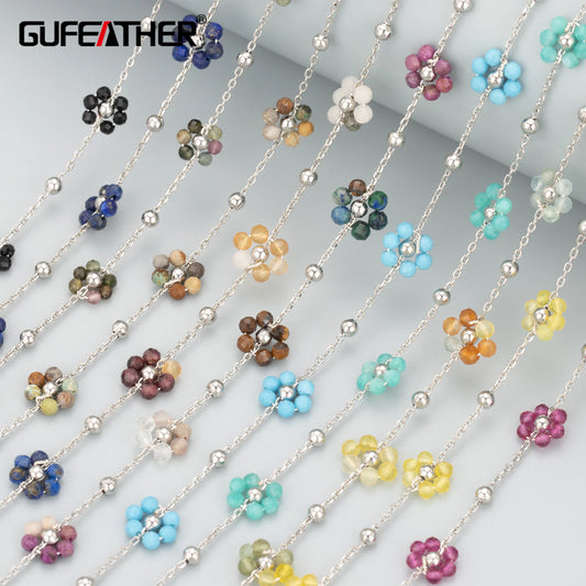 GUFEATHER C293B,diy chain,stainless steel,natural stone,hand made,jewelry findings,diy bracelet necklace,jewelry making,1m/lot