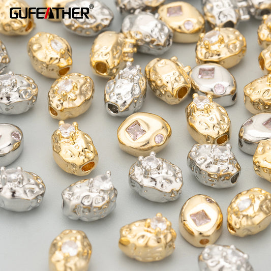 GUFEATHER ME07, accessoires de bijoux, plaqué rhodium or 18 carats, cuivre, sans nickel, zircon, breloques, fabrication de bijoux, pendentif diy, 10 pièces/lot 