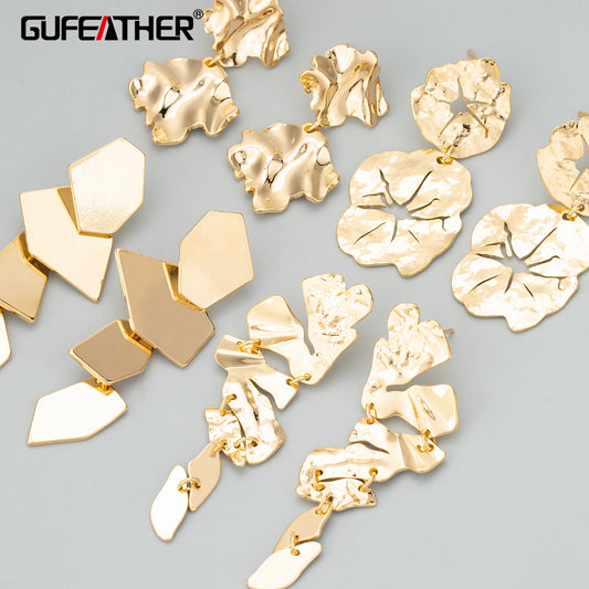 GUFEATHER ME06,jewelry accessories,18k gold rhodium plated,copper,nickel free,hand made,jewelry making,diy earrings,4pcs/lot