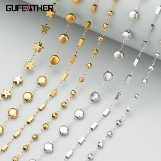 GUFEATHER C379, chaîne, acier inoxydable, sans nickel, pass REACH, fait à la main, résultats de fabrication de bijoux, collier de bracelet à bricoler soi-même, 1 m/lot 